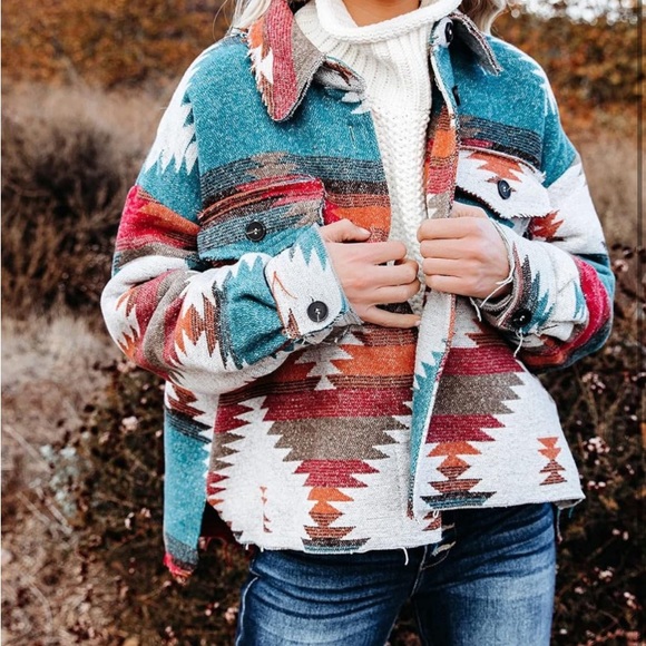 aztec women cardigan button front jacket jacket oversized - Picture 3 of 8